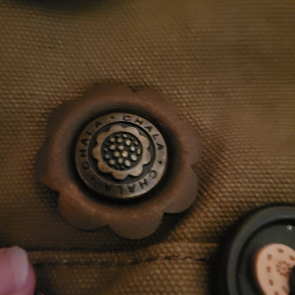 Chala Purse Handbag Brown Canvas Crossbody with Key Chain Tote Bag Kitty Cat - Image 3 of 4