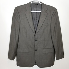 Joseph  Feiss Men 100 Wool Blazer Jacket Sz 40 L Houndstooth Brown Preppy