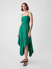 NWT Gap Handkerchief Hem Green Midi Dress (Size Large)