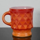 Vintage Anchor Hocking Ombre Red & Orange Fire King Coffee Cup Mug Retro MCM