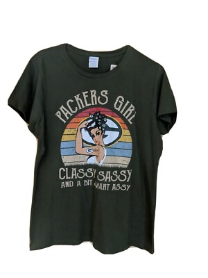 Green Bay Packers Girl Classy Sassy And A Bit Smart Assy Green T-Shirt Size XL