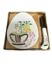 Mid Century Modern MCM Vintage Original Asymmetrical SNACK Set CHEESE PLATE Box