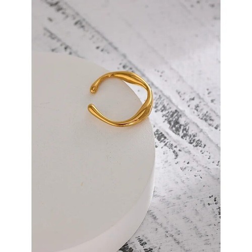 Vintage 18k Yellow Golden Curved Wave Adjustable Men Antique Ring Solid Women - Picture 5 of 13