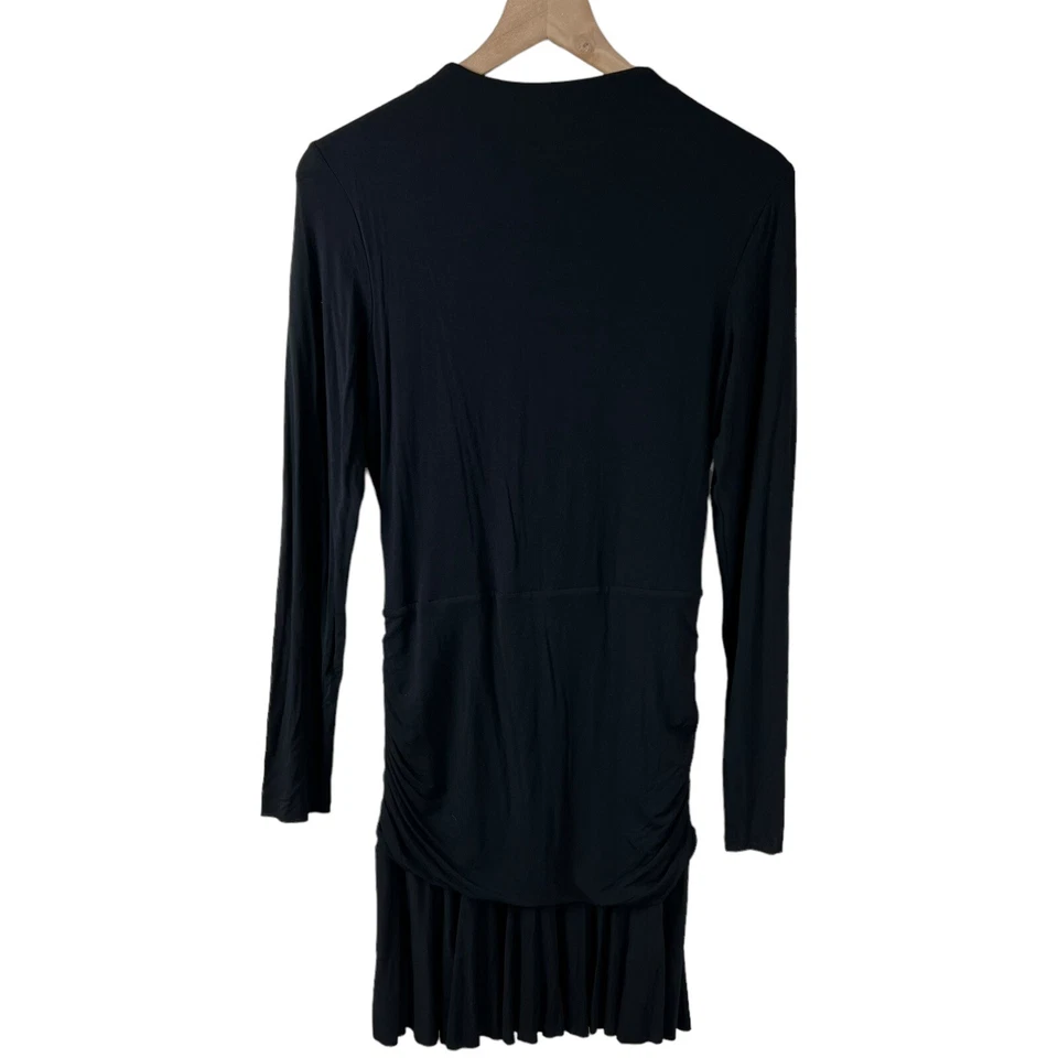 Bailey 44 Womens Black V Neck Long Sleeve Ruched Dress Large - Image 2 of 4