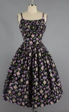 Hearts and Found Grace dress in black and purple floral print GUC size XL