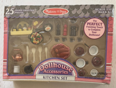 Melissa & Doug Dollhouse Accessories Kitchen Set 25 Pieces 1:12 Scale Set # 2590