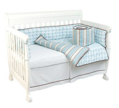 New Boppy Elephant Parade Organic Cotton Bedding Crib Nursery Duvet Set, Blue