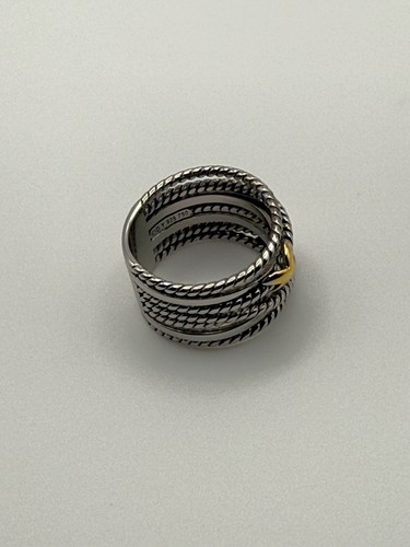 David Yurman Crossover Ring Double X 18K Gold 14mm Wide Size 6 - Picture 3 of 8