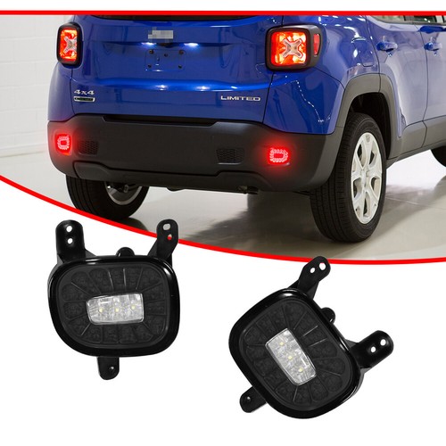 Smoked Black Lens LED Backup Reverse/Rear Fog/Tail Lamps For 15-up Jeep Renegade - Picture 3 of 12