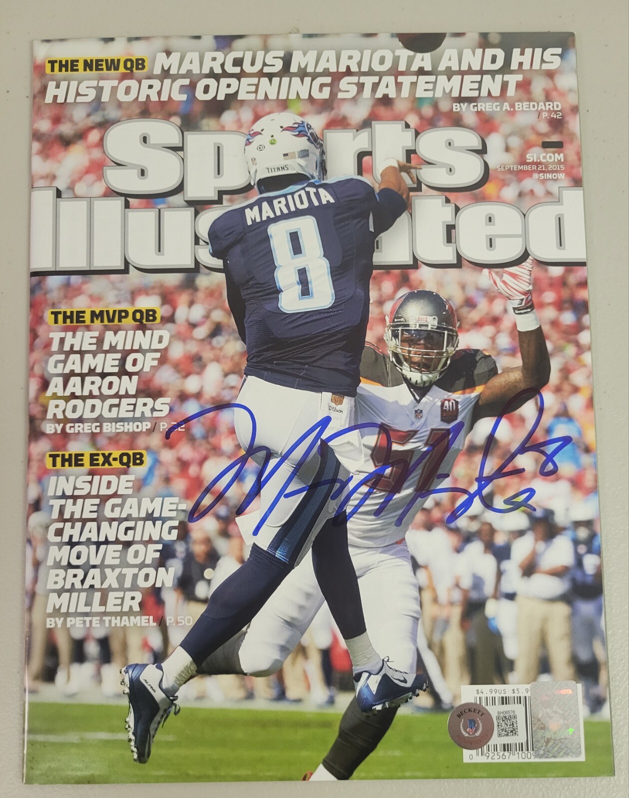 Marcus Mariota Autographed Signed Oregon Ducks Sports Illustrated 9/21/15 Beckett Auto Oregon Duck Titans 