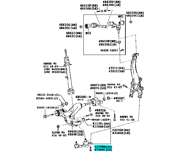 TOYOTA LEXUS Genuine Front LH Lower Ball Joints 43340-39625 GS250