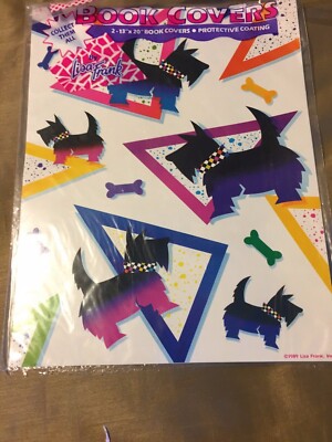 NIP VTG 1989 LISA FRANK 2-13''x20''BOOK COVERS (SCOTTISH TERRIER & BUBBLEGUM) RARE