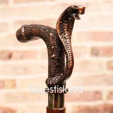Bastone da passeggio Cobra manico serpente canna pieghevole vittoriana in leg...