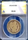 1914-S 50c Barber Half-dollar VG-8 ANACS # 7830195 + Bonus