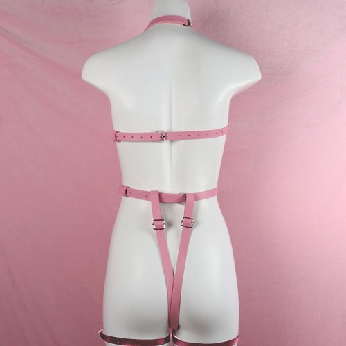 Women Sexy Punk Body Harness Waist Belt Pink Bra Strap Suspender Lingerie Garter - Imagen 10 de 10