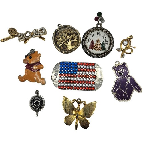 Assorted Enamel and Metal Pendant Set 9 Pieces