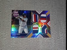 2018 Elite Extra Quad Materials Purple Multi Color Jersey Yanio Perez RC #D / 25