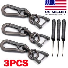 3X Keychain Carabiner Clip Bag Keyring Chain Fob D-Ring Holder -Matte Black HOT