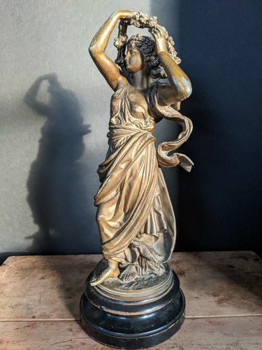 Greek Roman Diana Artemis ? goddess Statue figurine Cast art nouveau woman 15"