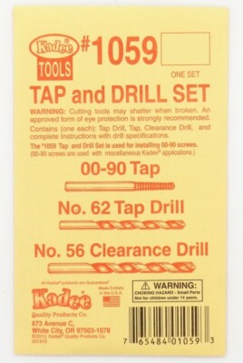 Kadee HOn3-O Scale #1059 ~ Tap & Drill Set 0-90 Tap ~ #62 Drill ~ #56 Clearance 