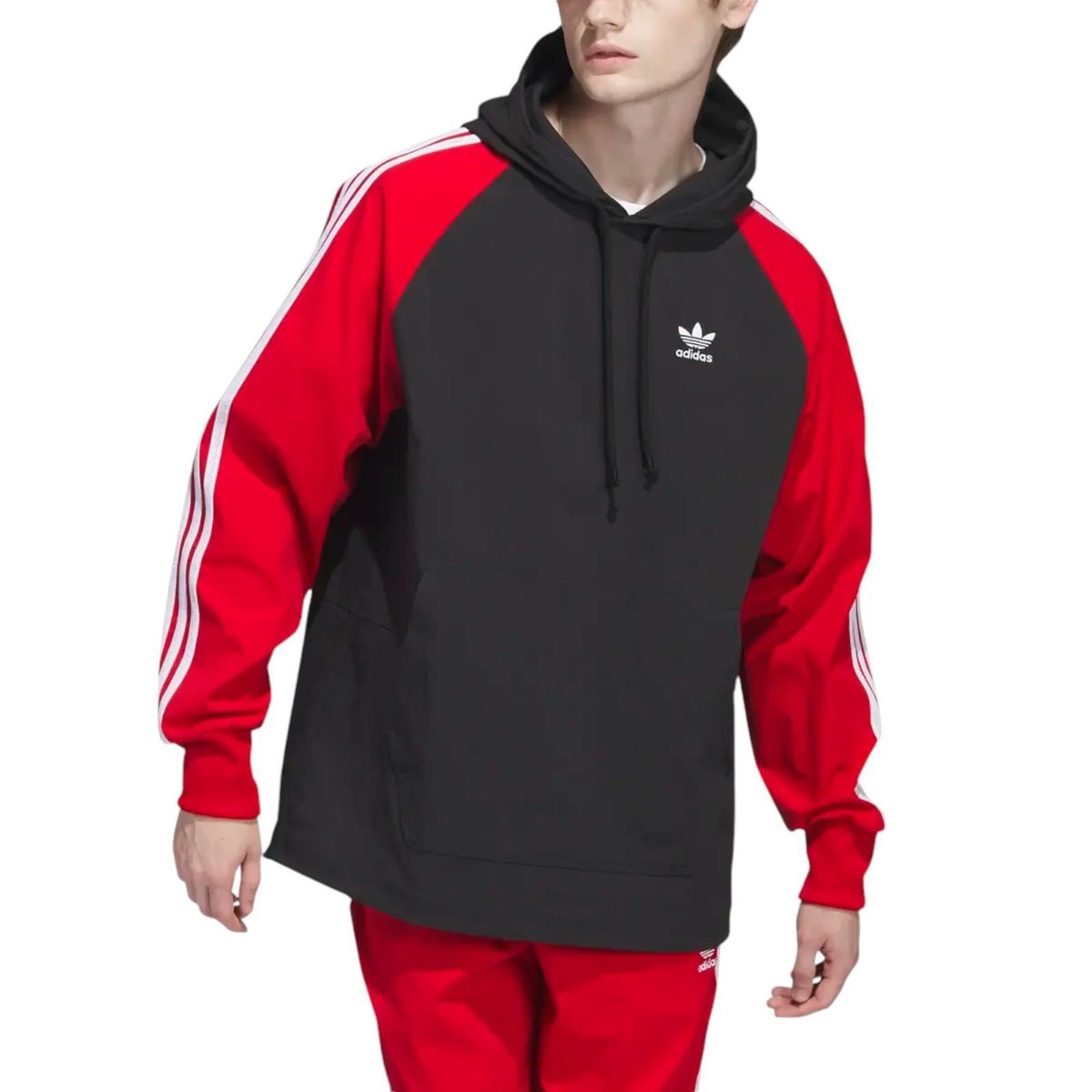 adidas ORIGINALS ADICOLOR SUPERSTAR HOODED WINDBREAKER RETRO SST BLACK RED  90S