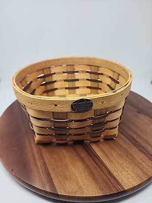 Peterboro Basket Company Woven Natural w/Blue 9x9x5 | eBay