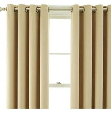 50x108 Liz Claiborne JCP Kathryn Gold Khaki Beige Grommet Curtain Panel Drape