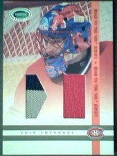 JOSE THEODORE   AUTHENTIC DUAL PIECE OF GAME-USED JERSEYS  SP