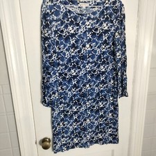 J. Crew Mercantile Size Medium Blue Floral Shift Dress 3/4 Sleeve
