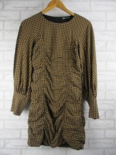 Zara womens mini dress brown black check print M, 8-10 long sleeve