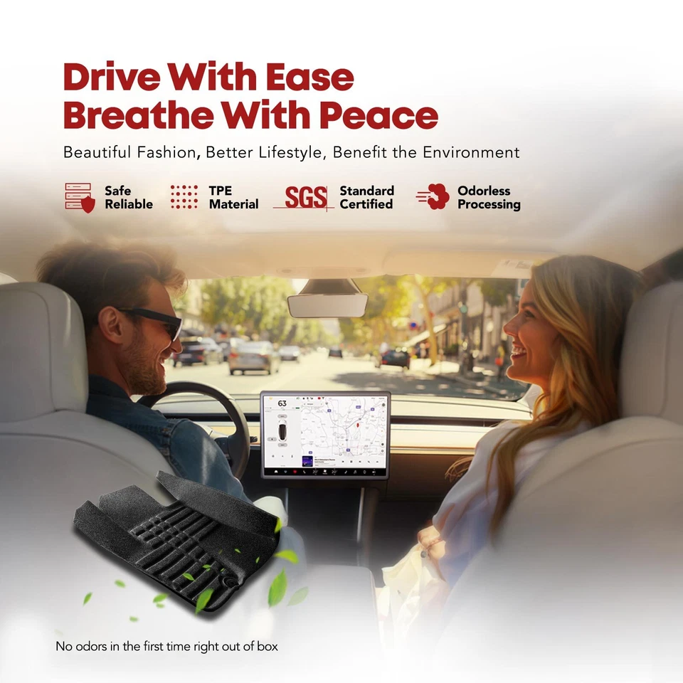 3x Tapetes delanteros y traseros negros forros para Hyundai Santa Fe 2010 2011 2012 TPE Foto 3 de 4