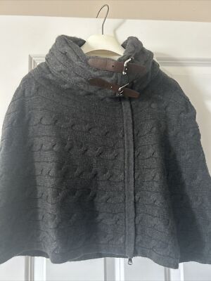 Ralph Lauren Collection Black Label 100%cashmere Caplet Gray  Cable M Zipper