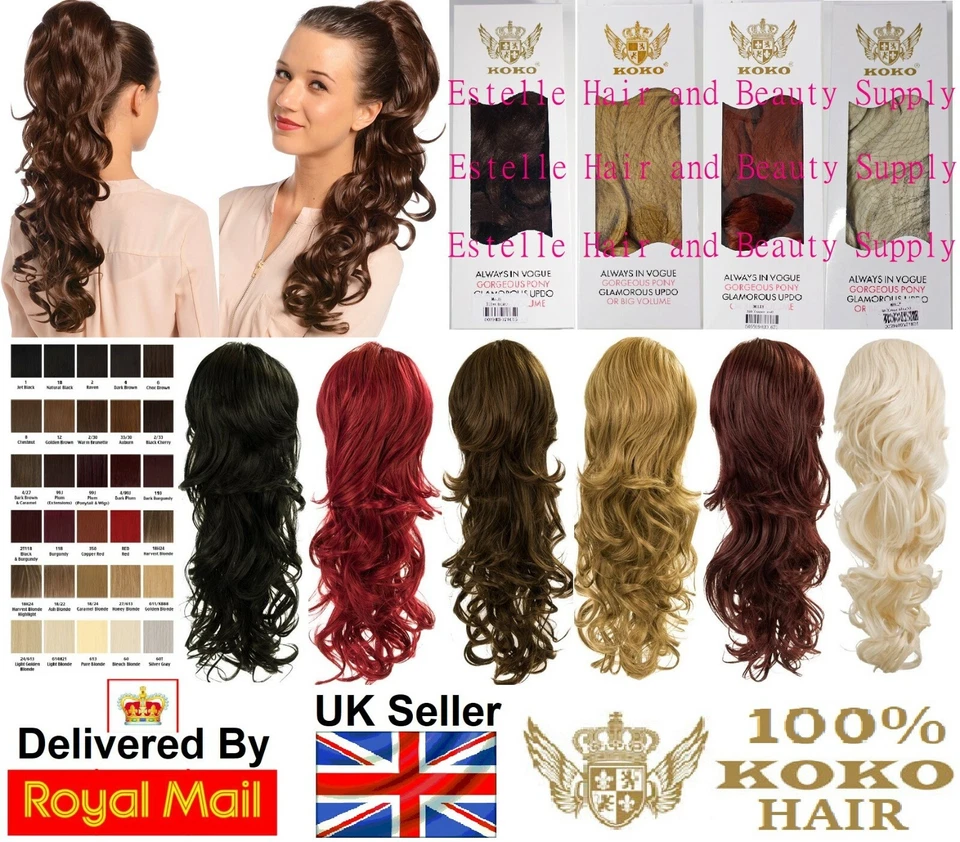 KOKO MOLLY 22" PFERDESCHWANZ-ZIEHSCHNUR WAVEY HOCHSTECKFRISUR VERSCHIEDENE FARBEN