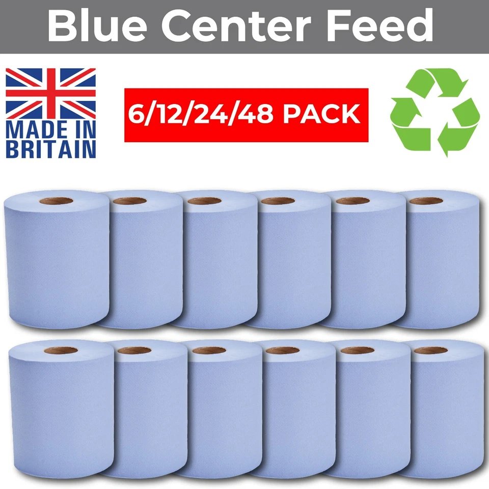 PHOENIX Blue Centre Feed Rolls 2Ply Embossed Hand Towels Centrefeed 6/12/24/48