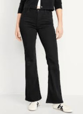 Old Navy Womens Dark Wash Denim Higher High Rise Flare Jeans Black Size 4 NWT