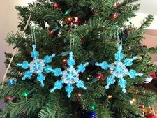 3 Beaded Snowflake Christmas Ornaments