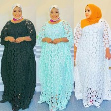 African Dashiki Women Plus Size Oversize Kaftan Long Dress Dubai Abaya Lace Gown