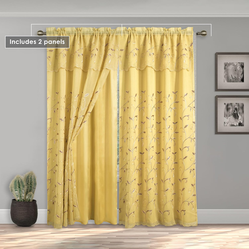 Luxury Curtain/Window Panel Set with Attached Valance and Backing 54" X 84 inch - Picture 4 of 9