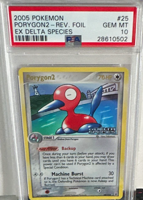 2005 Pokemon EX Delta Species Porygon2 25/113 Reverse Holo PSA 10 (Chip/Crack)