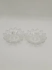 Vintage Federal Glass 1950's Clear Glass Flower Petal Bread Plate Set of 2