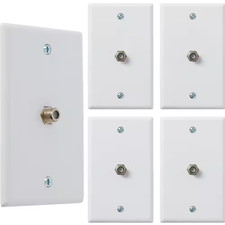 White 1-Gang TV Cable Wall Plate, F Connector, for Coax Cable, Single Port Video