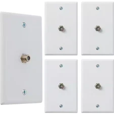 White 1-Gang TV Cable Wall Plate, F Connector, for Coax Cable, Single Port Video