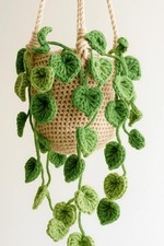 Crochet Monstera Basket, Hanging Plant Decor, Boho Wall Decoration, Unique Gift