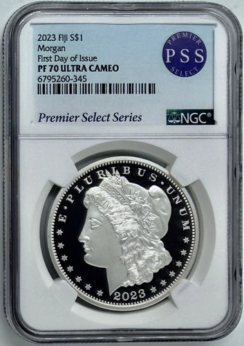 2023 Fiji 1 oz Silver Morgan Dollar $1 NGC PF 70 UCAM FDOI PSS Premier Select
