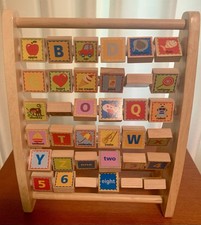 Montessori Alphabet Abacus Double Sided Letters Solid Wood Educational Toy