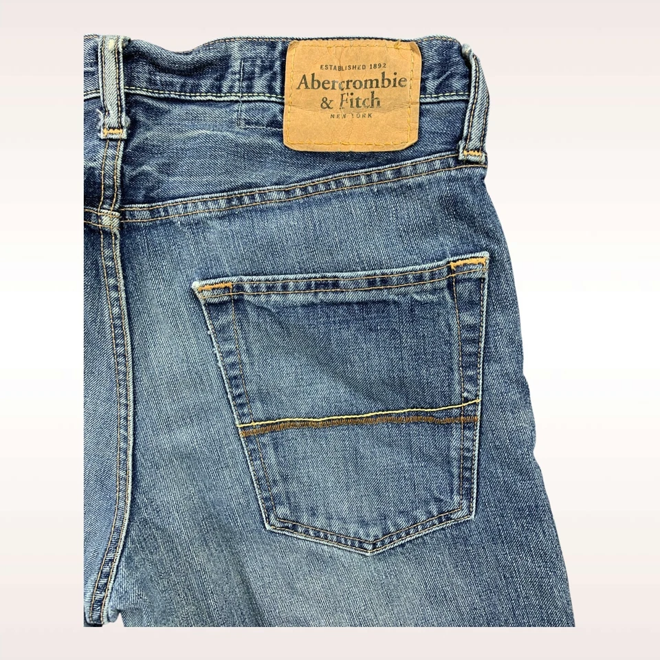 Abercrombie & Fitch Jeans Mens 32x30 Blue Baxter Low Rise Slim Boot Button Fly - Image 3 of 4
