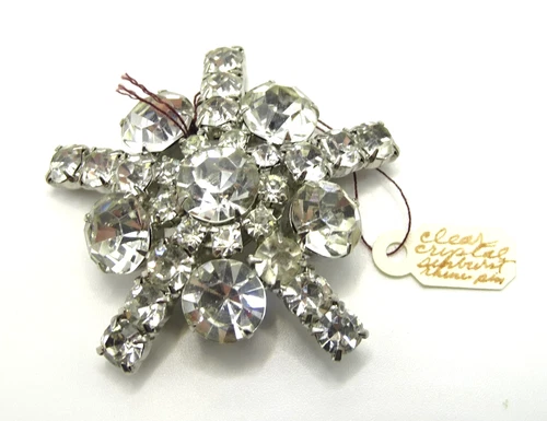 Vtg. Clear Crystal Rhinestone Costume Jewelry Cluster Brooch  - NO RESERVE! - 2