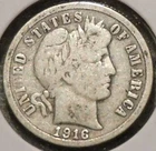 Silver Dime - Barber - 1916-S