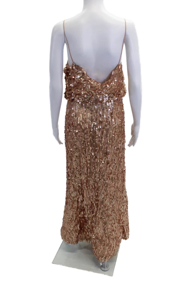 Vestido de cóctel Donna Morgan para mujer lentejuelas cuello en V sin mangas forrado rubor talla 8 Foto 4 de 4