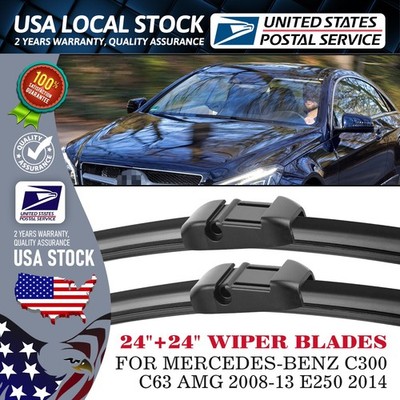 NEW 24''+24'' One Set Windshield Wiper Blades Driver & Passenger side lock Black
